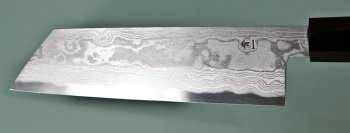 Blue 1 Damascus Kiritsuke 180mm dunkles Bffelhorn