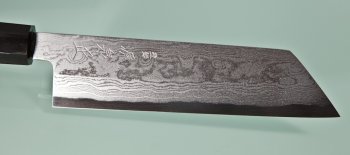 Blue 1 Damascus Kiritsuke 180mm dunkles Bffelhorn Goldline