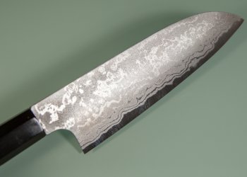 Shirou Kamo Shirogami 2 Santoku 170mm Ebony