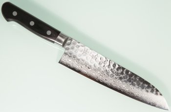 Damascus 17 Hammered Santoku 180mm black