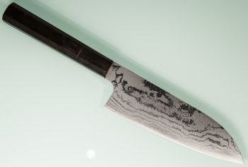 Shirou Kamo Shirogami 2 Santoku 150mm Ebony