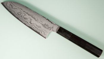 Shirou Kamo Shirogami 2 Santoku 150mm Ebony