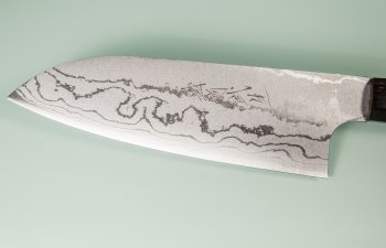 Shirou Kamo Shirogami 2 Santoku 150mm Ebony