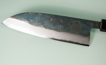 Nishida Shirogami 1 Santoku 180mm Kurouchi RO