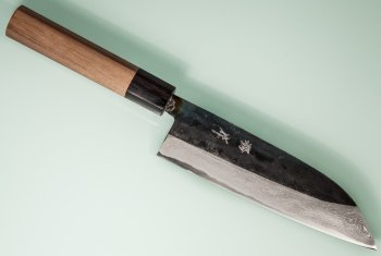 Tsutomu Kajiwara Kurouchi Damascus Wa-Santoku 170mm