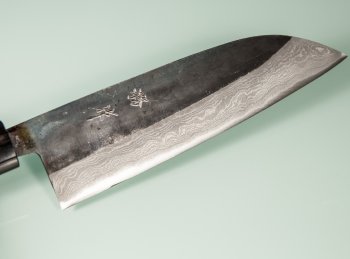 Tsutomu Kajiwara Kurouchi Damascus Wa-Santoku 170mm