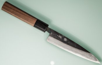 Tsutomu Kajiwara Kurouchi Damascus Wa-Petty 135mm