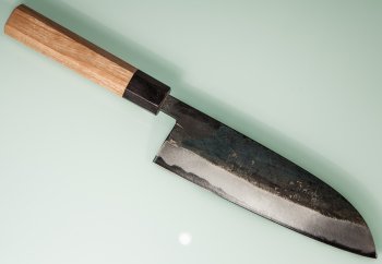 Nishida Shirogami 1 Santoku 180mm Kurouchi CO