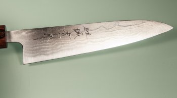 Tanaka Shigeki Aogami 2 Damascus Wa-Petty 150mm Keyaki