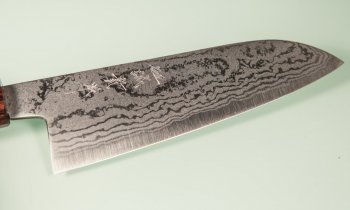 Tanaka Shigeki Aogami 2 Damascus Wa-Santoku 165mm Keyaki