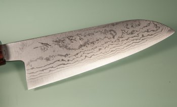 Tanaka Shigeki Aogami 2 Damascus Wa-Santoku 165mm Keyaki