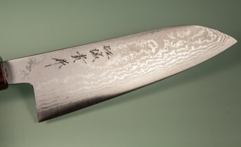 Tanaka Shigeki Aogami 2 Damascus Wa-Santoku 165mm Keyaki