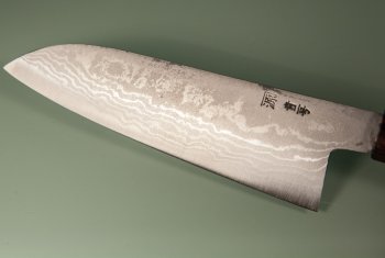 Tanaka Shigeki Aogami 2 Damascus Wa-Santoku 165mm Keyaki