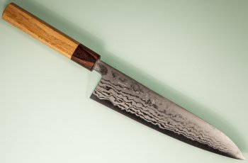 Tanaka Shigeki Aogami 2 Damascus Wa-Gyuto 210mm Keyaki