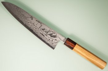 Tanaka Shigeki Aogami 2 Damascus Wa-Gyuto 210mm Keyaki