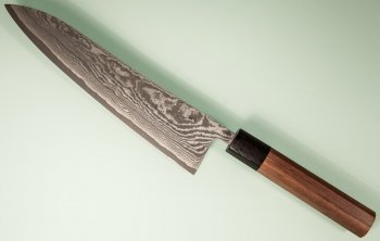 Tanaka Shigeki R2 Damascus Wa-Gyuto 210mm Walnuss