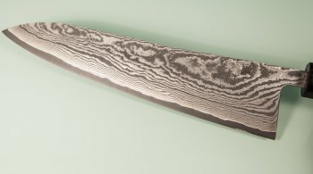 Tanaka Shigeki R2 Damascus Wa-Gyuto 210mm Walnuss