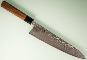 Tanaka Shigeki R2 Damascus Wa-Gyuto 240mm Walnuss