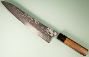 Tanaka Shigeki R2 Damascus Wa-Gyuto 270mm Walnuss
