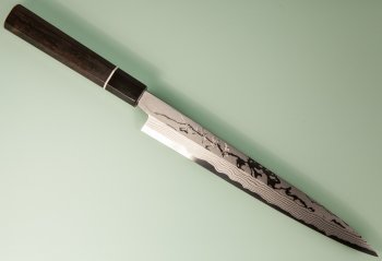 Tanaka Shigeki Aogami 2 Damascus Sashimi 230mm Ebony