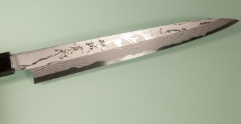 Tanaka Shigeki Aogami 2 Damascus Sashimi 230mm Ebony