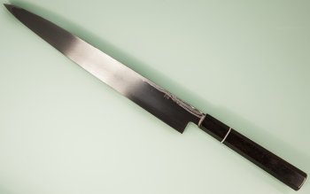 Tanaka Shigeki Aogami 2 Damascus Sashimi 300mm Ebony