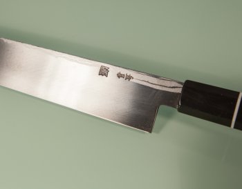 Tanaka Shigeki Aogami 2 Damascus Sashimi 300mm Ebony