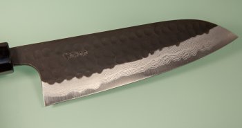 Yamamoto AS Tsuchi Kuro Damascus Wa-Santoku 170mm Wenge