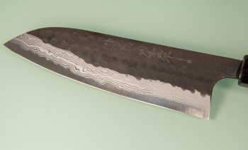 Yamamoto AS Tsuchi Kuro Damascus Wa-Santoku 170mm Wenge