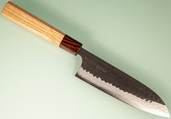 Yamamoto AS Tsuchi Kuro Damascus Wa-Santoku 170mm Eiche/Wenge