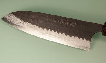 Yamamoto AS Tsuchi Kuro Damascus Wa-Santoku 170mm Eiche/Wenge