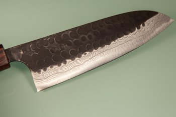 Yamamoto AS Tsuchi Kuro Damascus Wa-Santoku 170mm Eiche/Wenge