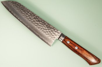 Masutani VG-10 Damast Tsuchime Santoku 170mm brown