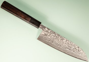 Shiro Kamo Pulverstahl Wa-Santoku 170mm Ebony