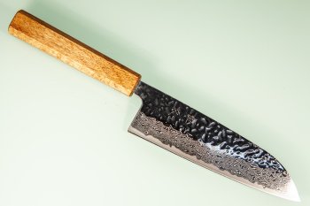 Tsunehisa AUS10 Tsuchime Damascus Wa-Santoku 170mm Oak