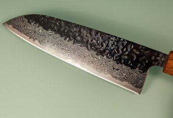 Tsunehisa AUS10 Tsuchime Damascus Wa-Santoku 170mm Oak
