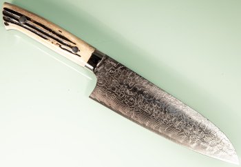 Takeshi Saji R2 Diamond Damascus Santoku 180mm Bone