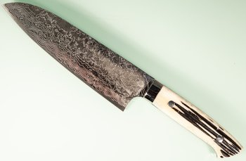 Takeshi Saji R2 Diamond Damascus Santoku 180mm Bone