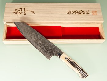 Takeshi Saji R2 Diamond Damascus Santoku 180mm Bone