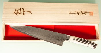 Takeshi Saji R2 Diamond Damascus Gyuto 240mm Bone