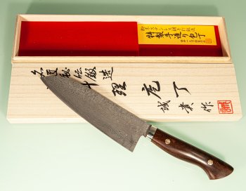 Tanaka R2 Suminagashi Santoku 170mm Ironwood