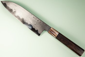 Nakagawa X Myojin Blue 1 Damascus Wa-Santoku 170mm Ebony