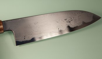 Nakagawa X Myojin Blue 1 Damascus Wa-Santoku 170mm Ebony