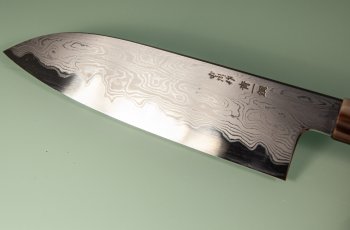 Nakagawa X Myojin Blue 1 Damascus Wa-Santoku 170mm Ebony