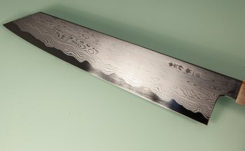 Nakagawa X Myojin Blue 1 Damascus Wa-Kiritsuke 230mm Ebony