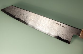 Nakagawa X Myojin Blue 1 Damascus Wa-Kiritsuke 230mm Ebony