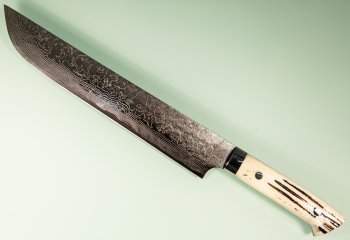 Takeshi Saji R2 Diamond Damascus Sakimaru 240mm Bone