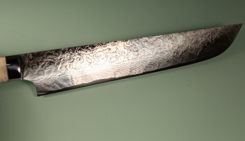 Takeshi Saji R2 Diamond Damascus Sakimaru 240mm Bone