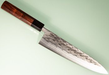 Tadafusa Wa-Gyuto 215mm Hammered SLD Rosenholz/dunkles Bffelhorn