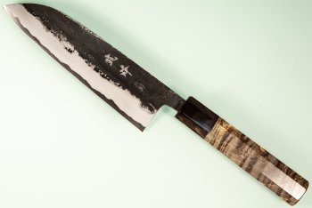 Takeo Murata Aogami 1 Wa-Santoku 165mm gelb/schwarz stabilisiert Bffelhorn